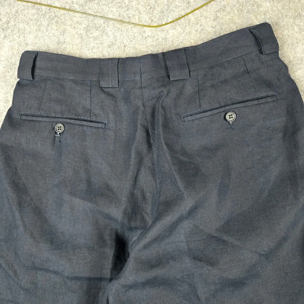 Vintage Giorgio Armani Le Collezioni Linen Pants Mens 30x31 Navy Blue Pleated